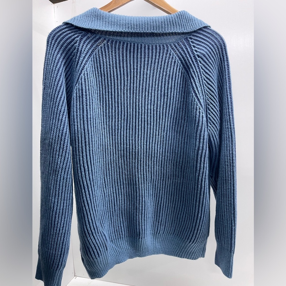 BiBi Blue V-Neck Ribbed Sweater - Picture 2 of 4
